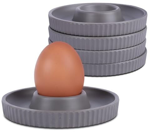 MiCasa SuCasa Eierbecher Melamin Set 4 Stück Grau Frühstück | grauer Eierhalter mit klassischem Design, pflegeleicht und robust, ideal für Frühstück, Camping und Haushalt