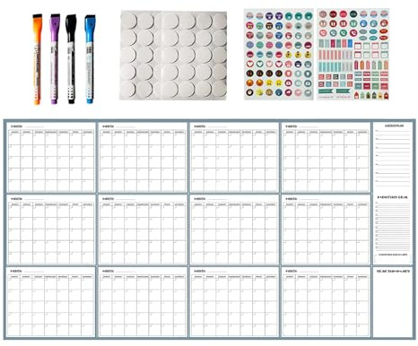 Trockenlöschbarer Kalender 140 x 86 cm Unbeschriftet Mit Markern Und
