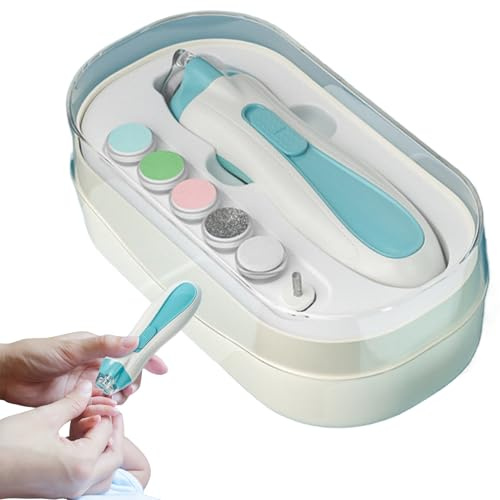 Recortadora eléctrica de uñas, cortaíneas eléctricas de uñas Molinillo de | Kit de búfer de recorte con cuidado de manicura de niños con batería antipijar con luz LED establecida para r