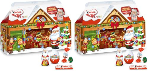 Kinder Mix 3D-Haus-Adventskalender 2025 – Schokoladen-Adventskalender mit 24 Überraschungen von kinder in 2 festlichen Designs – Weihnachtskalender, Geschenkidee für Familie und Freunde – 234 g