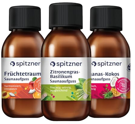 Spitzner Saunaaufguss Set Fruchtig & Belebend 3x125 ml Wellness Sauna Aufguss Bundle