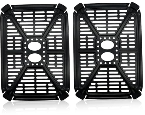 Ameble 2-Pack Non-Stick Coating Air Fryer Tray with Cool-Touch Handle, Carbon Steel Accessories for Even Cooking for Air Fryer Basket, Oven Safe