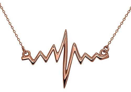 Serebra Jewelry EKG Herzschlag Anhänger Halskette aus 925 Sterlingsilber mit Überzug aus 18k Gold, Rhodium und Roségold für Nerds Student Geschenk Freundin Frau Geburtstag by (Roségold)