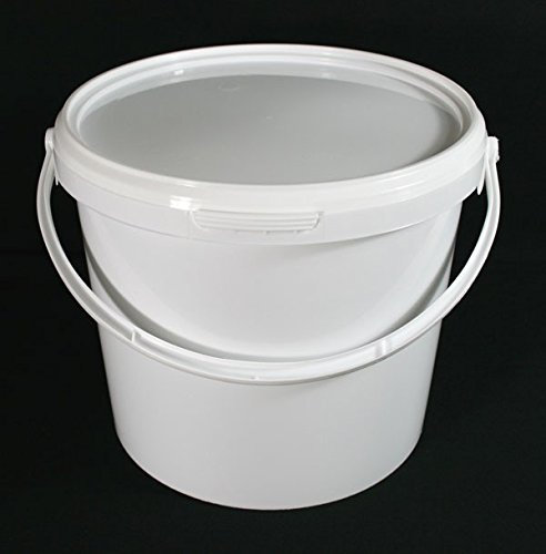 Pack of 5 x 5 Litre Airtight Food Grade White Catering Mixing Plastic Buckets with Lids – Heavy Duty Industrial Catering Kitchen Quality