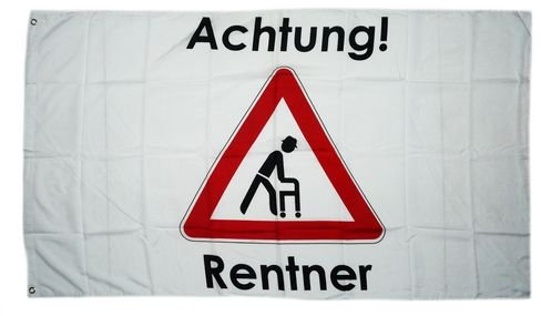 Sturmflaggen® Flagge Fahne Achtung Rentner 90 x 150 cm