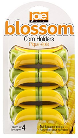 Joie Kitchen Gadgets Joie Juego de 4 Soportes para maíz en Flor, Acero Inoxidable, Rojo