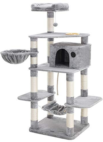 FEANDREA Árbol para Gatos, Torre de Juego 164 cm, Gris Claro PCT99W