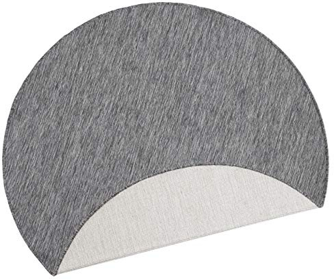 NORTHRUGS In- und Outdoor Teppich Miami Rund ⌀140cm - Wendeteppich Wetterfest Modernes Unifarben Design Läufer für Balkon Terrasse Garten Wintergarten Wohnzimmerteppich Wasserfest in Grau Creme