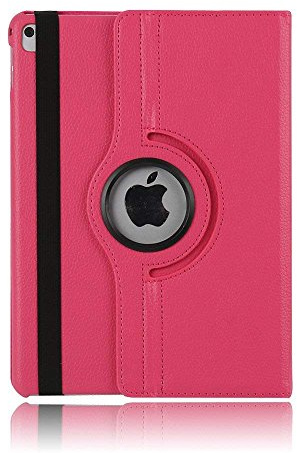 FuriGer Custodia protettiva per iPad Air 2, Smart Slim Case Rotante a 360 gradi con Smart Stand Cover Auto Sleep/Wake Funzione per iPad 6 (9,7), Rosa acceso