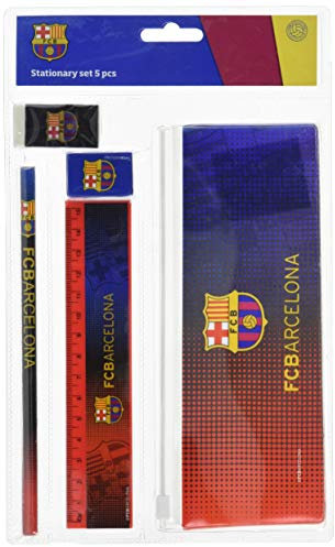 Import.cm 097224 Schreibwaren-Set FC Barcelona, 5-teilig, Mehrfarbig