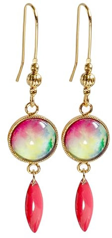 Boucles d'oreilles style rose fluo vert tendance