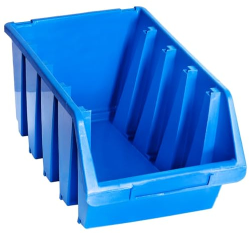 vidaXL Blue Plastic Stacking Storage Bins - Multipurpose Organization Solution ideal for Garage, Craftroom & Workshop - 14 pcs
