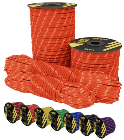 EDCX Paracord 550 - Corda da paracadute tipo III, Mil-Spec, 7 fili, colore: arancione, 30 m