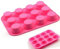 plastific 12 Large Silicone Muffin Yorkshire Pudding Mould Cupcake Baking Bakeware Tray (Pink)