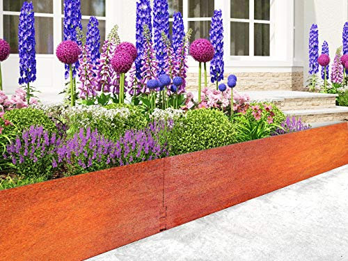 Firend Rasenkante 3mm 15-25cm Corten Stahl Edelrost Mähkante Beeteinfassung Umrandung Metall Magic Rasen ZP (12, 20)