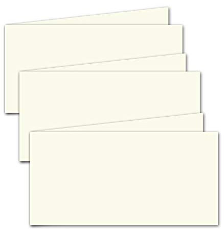 50x faltbares Einlege-Papier für DIN Lang Doppelkarten quer - Creme - 102 x 410 mm (102 x 205 mm gefaltet) - ideal zum Bedrucken mit Tinte und Laser - Mattes Papier von Gustav NEUSER