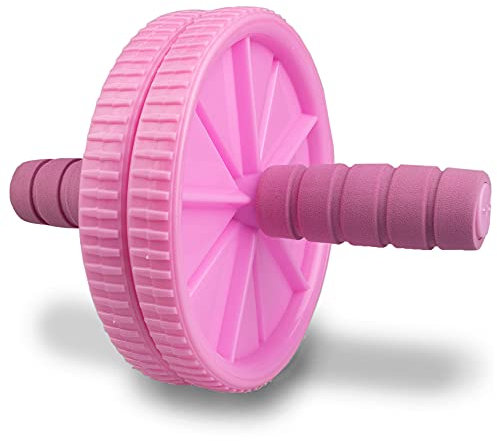 Phoenix Fitness RY1552 Ab Roller for Abdominal Training - Fitness Exercise Abs Wheel for Home and Gym - Foam Grip Handles for Ab Core Workout, Pink