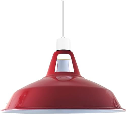 LEDSone Vintage Industrie-Pendelleuchten, Lampenschirme aus Metall im Retro-Modern-Stil, antike Schirme für Deckenleuchten, Lampenschirme für Leuchten in Schlafzimmer, Küche und Badezimmer (Rot)