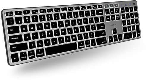 Macally - Teclado Bluetooth retroiluminado para Mac (batería actualizada 2024), teclado inalámbrico compatible con Apple - Teclado multidispositivo para MacBook Pro/Air, iMac, iMac Pro, Mac Mini, Mac