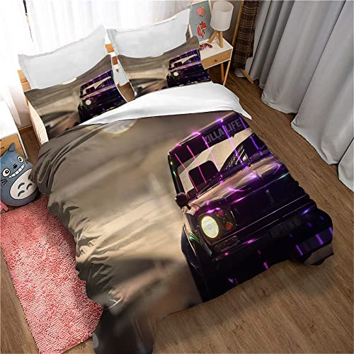 CHAOSE-DEB Need for Speed Race Bettbezug Einzigartiges Geschenk Weihnachtsbettwäsche-Set Faltenfrei Leicht Langlebig + 2 Kissenbezüge (Stil 04,135 x 200 cm)