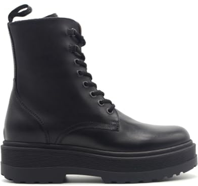 NeroGiardini I309190D Nero Anfibi per Donna in Pelle con Lacci e Lampo Tacco Alto