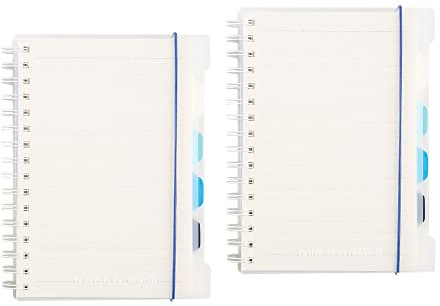 Shulaner A5 Spiral Notebook with Dividers, 120 Blatt, Ringbuch Liniert Spiralblock Notizbuch Spiralbindung mit 4 Index Fahnen, Pack of 2 Stück (A5 - Liniert)