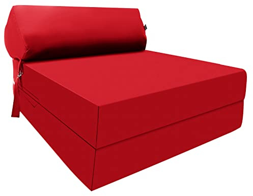 Fold Out Z Bed Chair Sofa Lightweight Bed Futon Supreme Quality Foam for Adult and Kids Lounger Mattress Ergonomically Designed Single Mattress Zbed (Red)