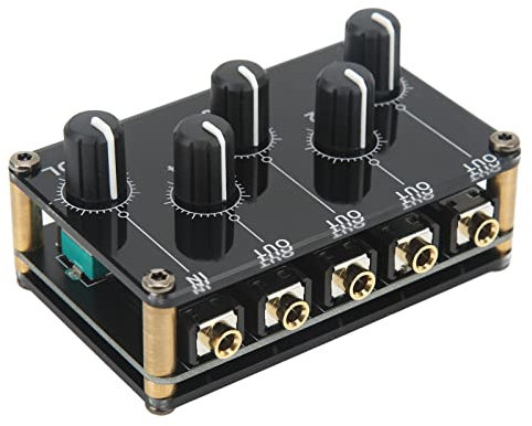 Mini Mixer Audio Stereo, 4 Out 1 In Mixer, 4 Canali Home Computer Mini Mixer Attrezzatura per DJ per Lettore di Nastri