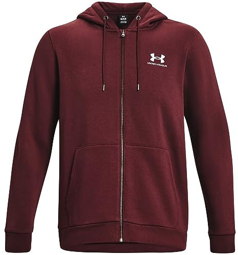 Under Armour Felpa con Cappuccio da Uomo UA Essential in Pile con Zip Intera Top, Rosso Castagno, S
