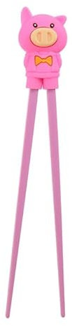 TOKYO design studio ESS-Stäbchen für Kinder, rosa, 22 cm, mit süßem Schwein als Halterung für Anfänger, Stäbchen auswechselbar