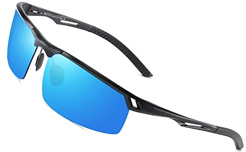 DUCO Sonnenbrille für Herren Retro Polarisierte Sonnenbrille Ultraleichte Sportbrille Al-Mg Metallrahmen Fahrerbrille 8550