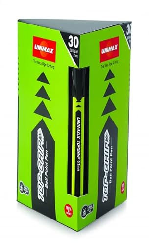 UNIMAX Top-Grip Kugelschreiber Softtouch-Gehäuse, Strichstärk: 0,45 mm, schnell trockende Tinte, Farbe: schwarz - 30 Stück