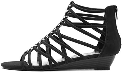Lilley Sabrina Womens Black Wedge Strappy Sandal - Size 7 UK - Black