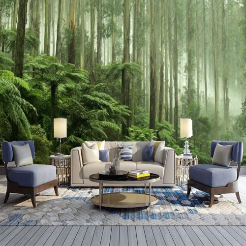 GIVLWF Papier Peint Panoramique de Plante De Fougère Prunellier, Forêt Brumeuse Le Matin Déco de La Maison - Pour Salon Chambre D'enfant Décoration Murale 150 x 70 cm