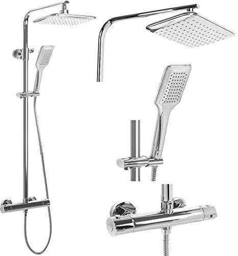 Rea Colonna Doccia TOM CHROME Sistema Doccia in Ottone per Bagno (Cromo)