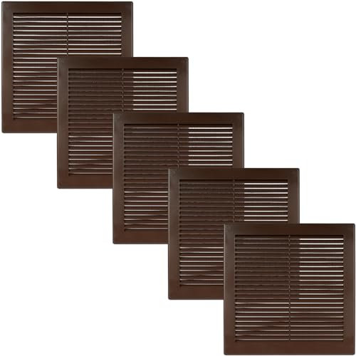 Vent Systems Copertura per griglia di ventilazione quadrata, piatta, 25,4 x 25,4 cm, colore marrone, confezione da 5, 25 x 25 cm
