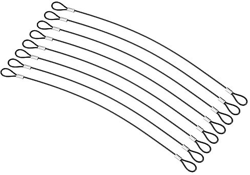 PATIKIL 1Ft Sécurité Câble Verrouillage, 8 Paquet Inox Acier 2mm Dia Sécurité Fil Corde avec Double Boucle pour Scène Eclairage Bagage Serrure Noir