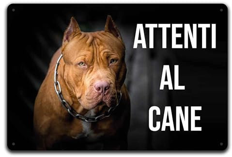 Cartello Segnale Attenti al Cane in Allumnio composito 3mm (30 cm x 20 cm), Pitbull