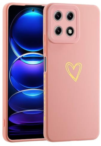 LENGRACE pour XiaoMi RedMi Note 8 Pro Motif Coeur d'amour Coque,Doré Mignon Étui Protection pour Femme Fille Silicone TPU Antichoc Coque-Rose