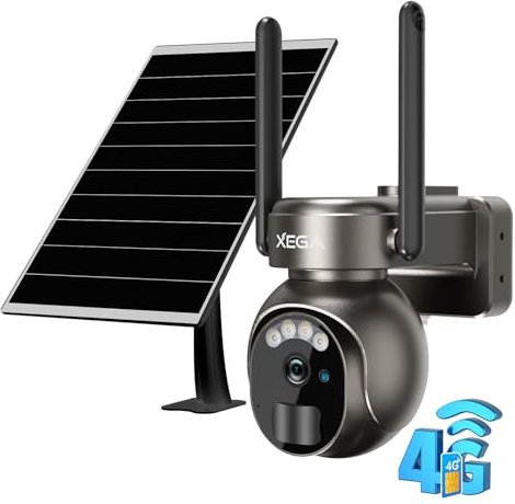 Xega 4G LTE Security Camera No WiFi With SIM Card 2K Super HD Solar Powered Wireless Outdoor 4G Security Camera PIR Motion Sensor Night Vision 2 Way Talk