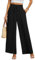 BEIGAI Pantalon ample à taille haute élastique pour femme, pantalon de détente, Palazzo élégant avec poches, Noir , S