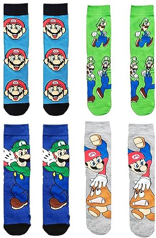 DIOTTI 4pcs Super Mario Herren Socken, Multipack Socken, Urban Eccentric Unisex Super Mario Geschenkset, Hochwertige Socken als Geschenk für Fans