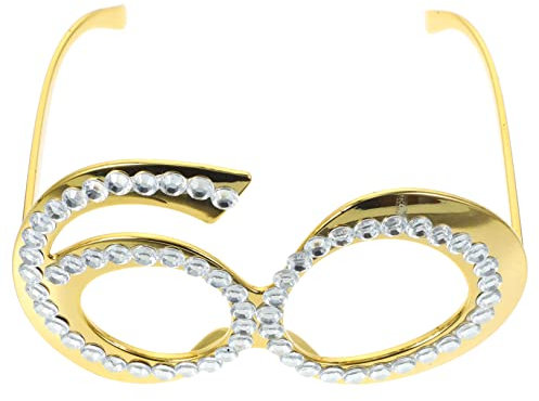 ABOOFAN 1 Paar Geburtstagsbrille 60 Jahre Alte Brille Brillengestell Mit Strasssteinen Brille Zum Geburtstag 60. Brillen Party-requisite Jubiläumsbrille Zahlenbrillen Plastik Bohren Anzahl