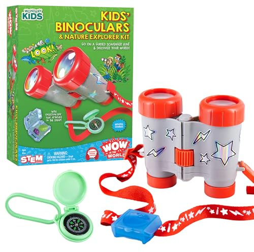 Wow in The World Kids’ Binoculars & Nature Explorer KIT | Look Far, Nature Scavenger Hunt, Specimen Box, Companion Audio Content, Bonus Reusable Science Tool, STEM Toy for Kids 4+ by Thames & Kosmos