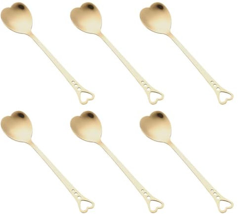 DEARMAMY Cucchiaio A Forma Di Cuore 6 Pezzi Cucchiaino Da Tè In Acciaio Inossidabile Cucchiaio Da Caffè Per Mescolare Zucchero Mini Cucchiaio Da Portata Cucchiaio Da Dessert Per Gelato