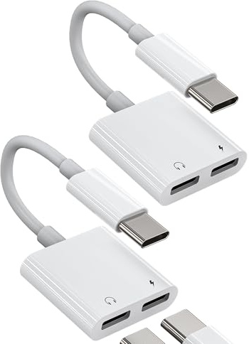 Dual Type C Jack Dongle USB-C Headphone Adapter for Apple iPhone15 Pro Max Plus for iPad Air4/5 Charge Aux Audio Splitter Cord DAC Charging Cable Accessories Compatible for Samsung Galaxy S21 S22 S23