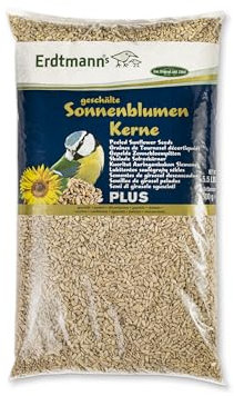 Erdtmanns Geschälte Sonnenblumenkerne für Wildvögel, 2,5 kg - Saubere Futterstelle - Für Balkon & Garten - Ganzjährig geeignet - Beliebt bei vielen Vogelarten