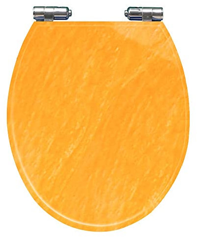Roter Toilettensitz, universelle U/V/O-Toilettensitze, Toilettendeckelabdeckung aus Harz, sanft schließender, leiser Deckel, mit Edelstahlscharnier, das Sich nie löst/Orange (Orange)