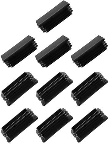 METALLIXITY Rectangle End Caps (60 x 30mm) 10Pcs, Plastic Rectangle Tube Inserts Threaded End Blanking Caps Protector - for Furniture Table Chair Legs, Black