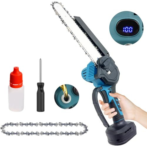 8 Zoll Akku Kettensäge Elektro Ersatz für Makita DUC101Z Astsäge,MIni Kettensäge Elektro mit Automatischer Öler,Bürstenlos Handkettensäge für Gartenscheren Astschere Holzschneidenz